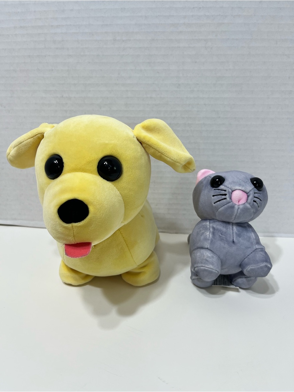 ROBLOX Adopt me pets plush yellow Dog and grey cat stuffed animals toys no codes